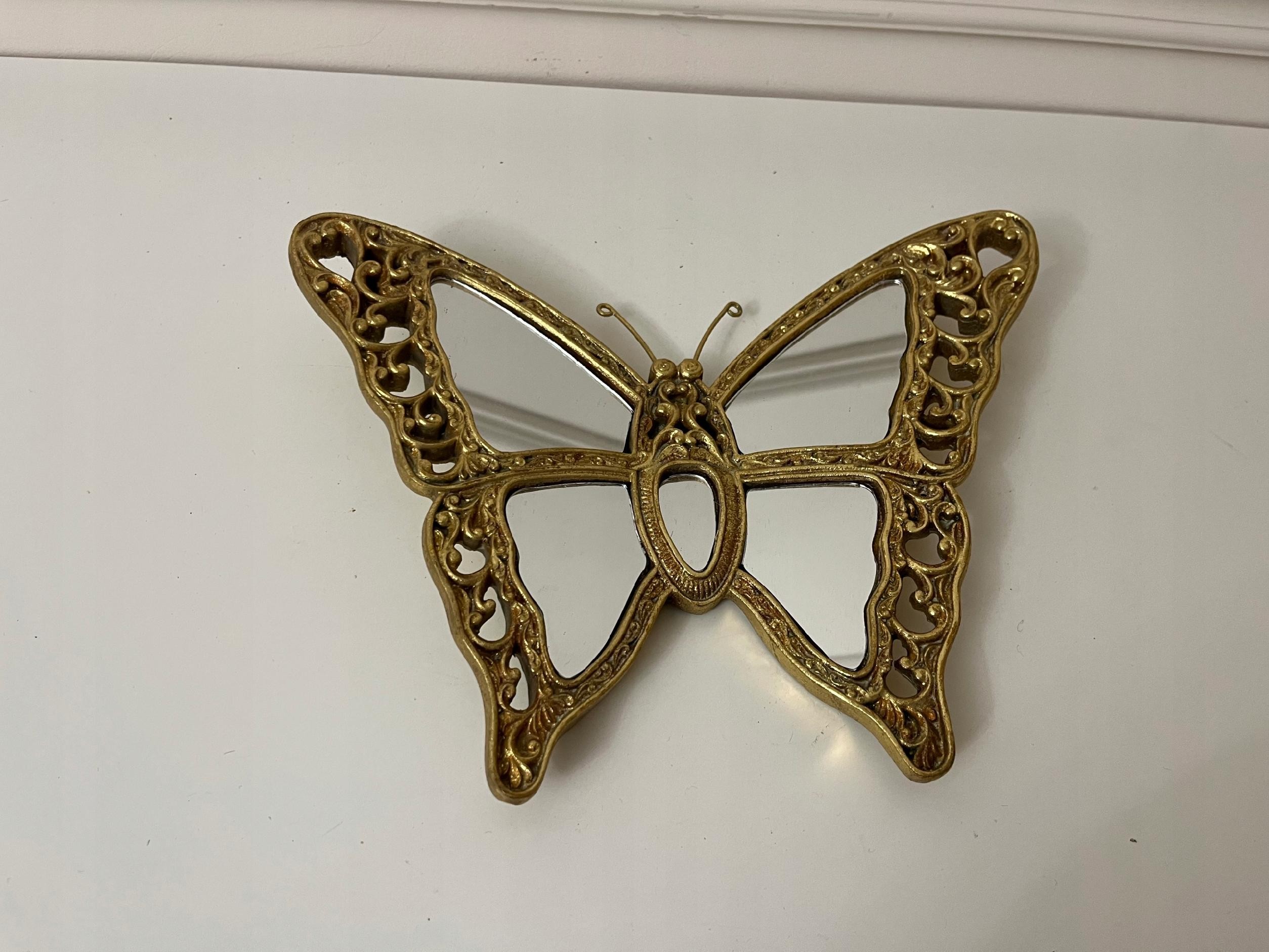 OZDOBNE LUSTRO motyl ZŁOTE 25 x 20 cm